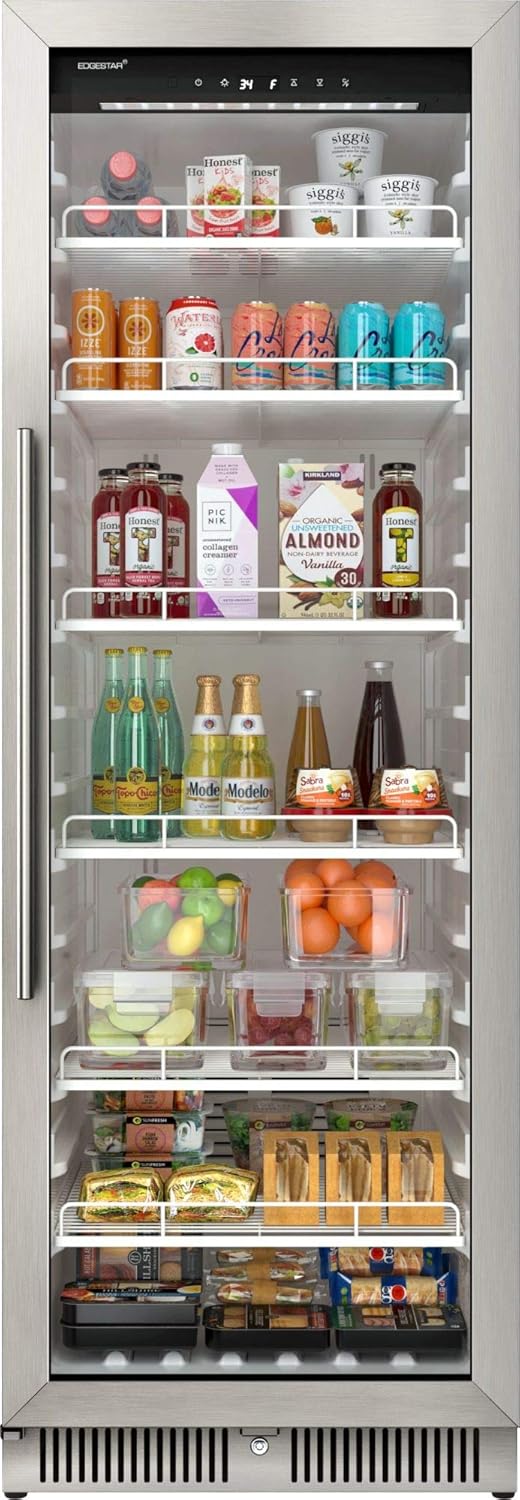 EdgeStar VBM101 22" Wide 10.1 Cu. Ft. Commercial Beverage Merchandiser – Stainless Steel, Temp Alarm, Reversible Door
