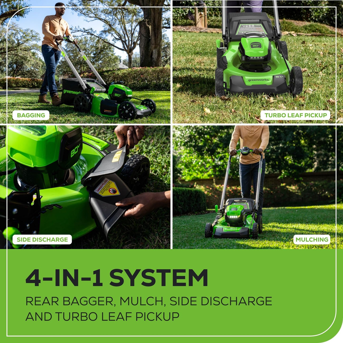 GREENWORKS 80V Self-Propelled Cordless Lawn Mower with Battery