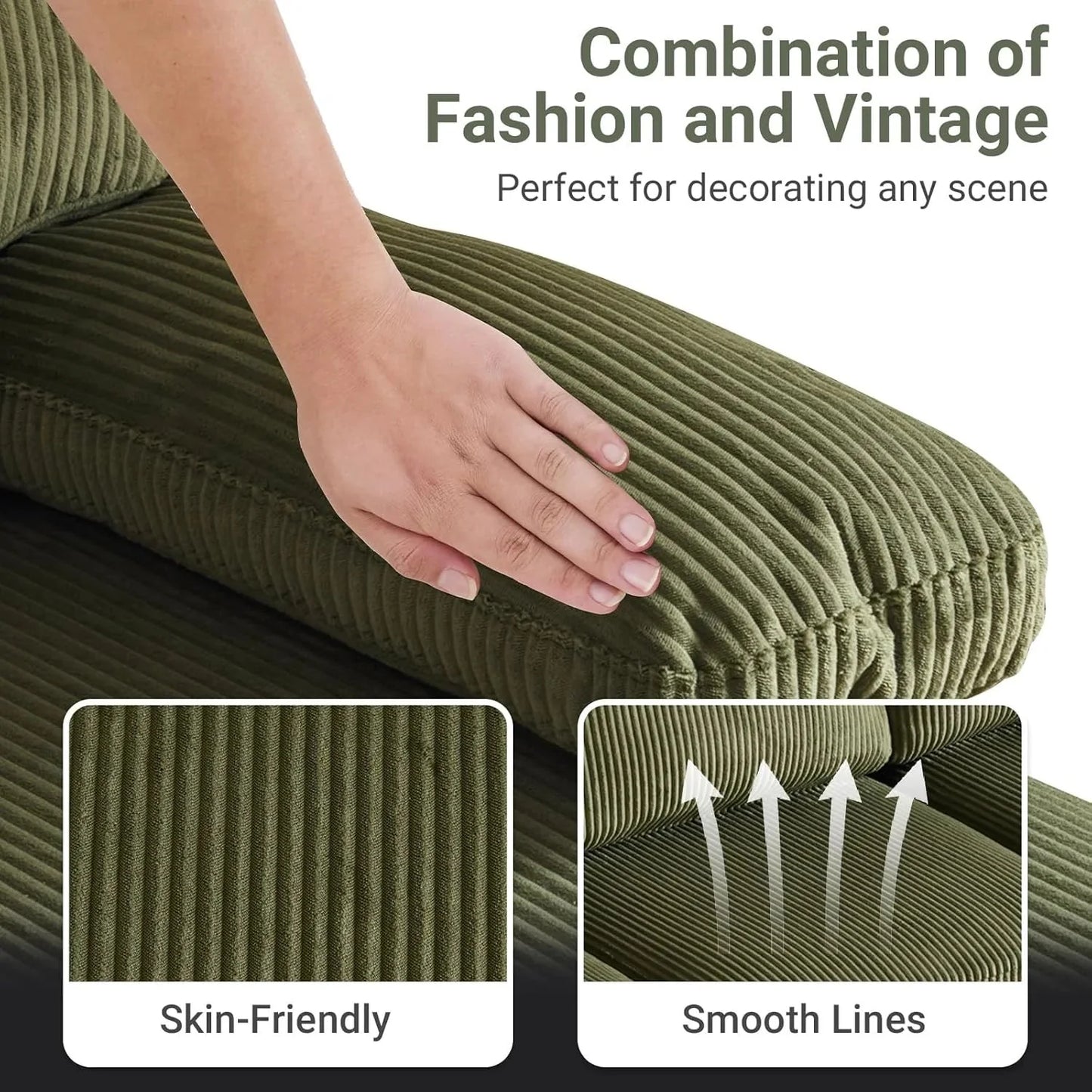 VINGLI 110" Sectional Couches for Living Room,U Shaped Couch with Double Chaise, 4-Seat Sofa Set with Chenille Fabric for Home Furniture,Beige