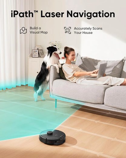 Robot Vacuum, Ultra Strong 5,000 Pa Suction, iPath Laser Navigation, for Deep Floor Cleaning, Ideal for Hair, Hard Floors