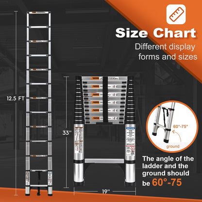 SOCTONE Telescoping Ladder 12.5 FT Aluminum Lightweight
