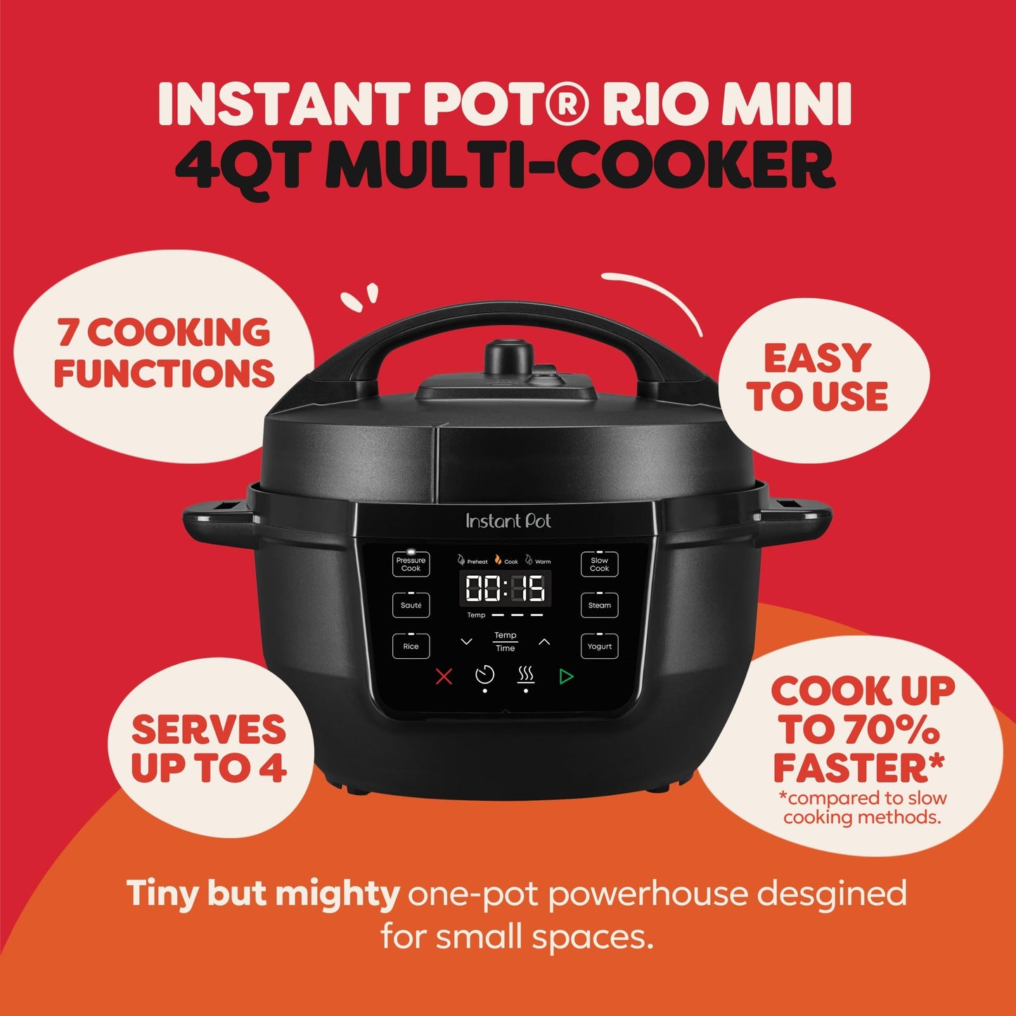 INSTANT POT 4QT RIO Mini 7-in-1 Multi-Cooker & Pressure Cooker