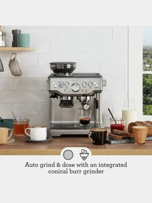 Breville Barista Express BES870XL Espresso Machine, Brushed Stainless Steel, Manual, Built-in Grinder, 67 oz Water Tank
