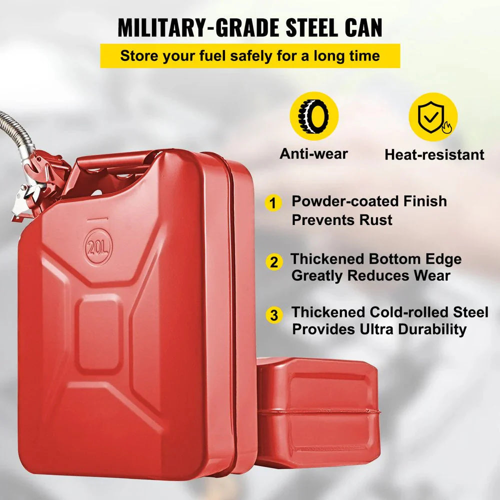 VEVOR Jerry Fuel Can with Flexible Spout System, 5.3 Gallon/20 L
