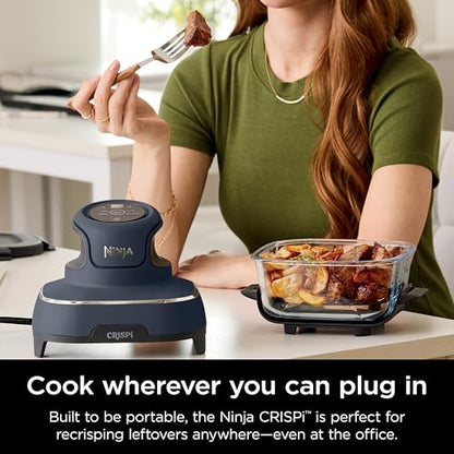 Ninja Crispi 4 in 1 Portable Glass Air Fryer Cooking System, 4QT & 6 Cup Glass Containers with Storage Lids, Easy Meals, Microwave, Freezer & Dishwasher Safe, Air Fry, Bake & More, Cyberspace, FN101GY : Home & Kitchen