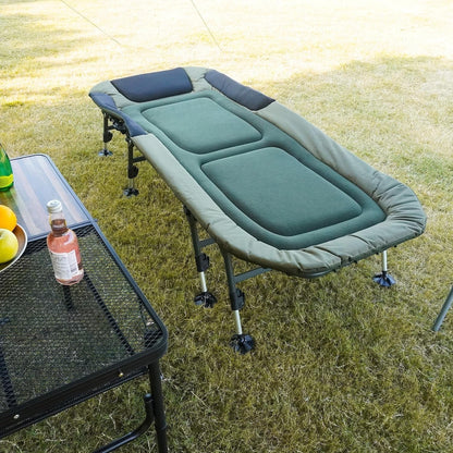 Camping Cots for Adults 330Lbs with Carry Bag, Heavy Duty Folding Bed with Soft Padded Cushion, Portable Military Cot for Hunting, 180° Adjustable Reclining Outdoor Lounger