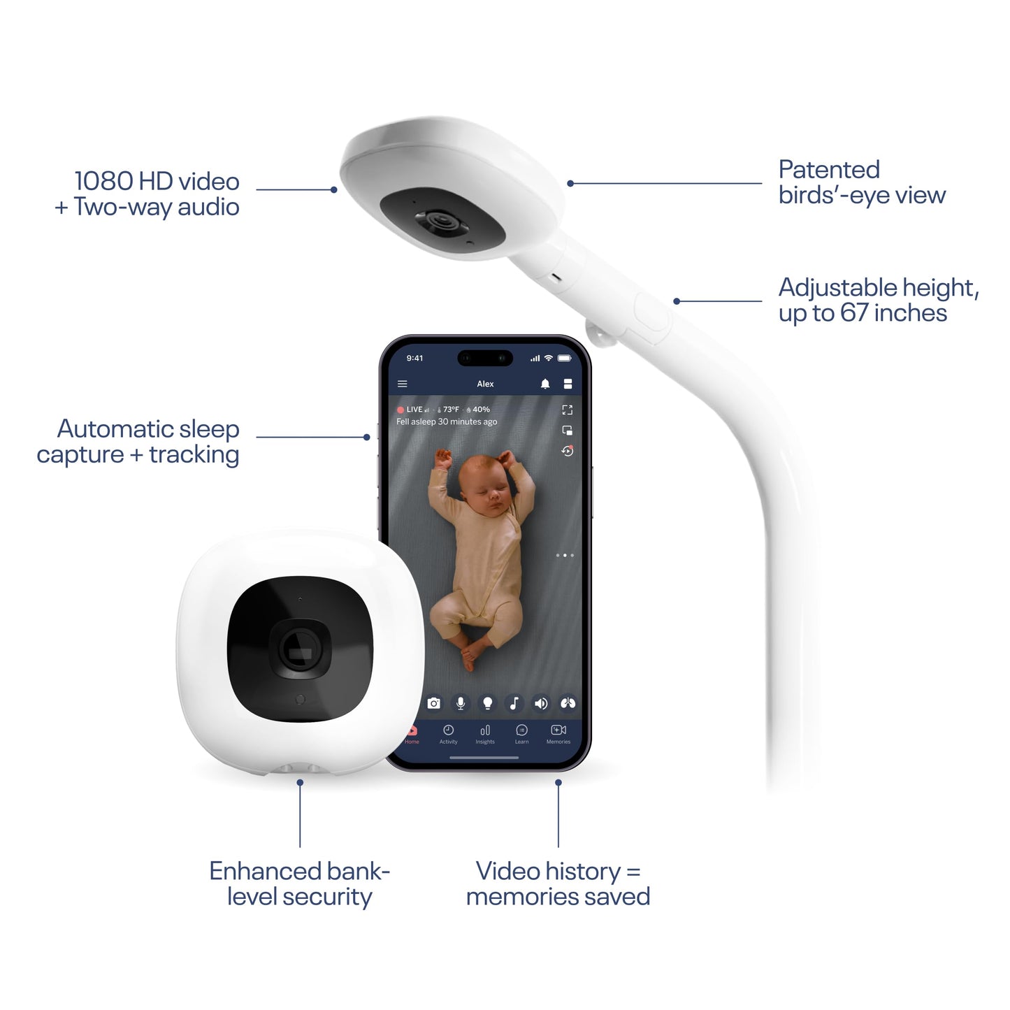 NANIT Pro Smart Baby Monitor - 1080p Wi-Fi Camera, 2-Way Audio