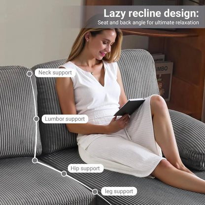 VINGLI 110" Sectional Couches for Living Room,U Shaped Couch with Double Chaise, 4-Seat Sofa Set with Chenille Fabric for Home Furniture,Beige