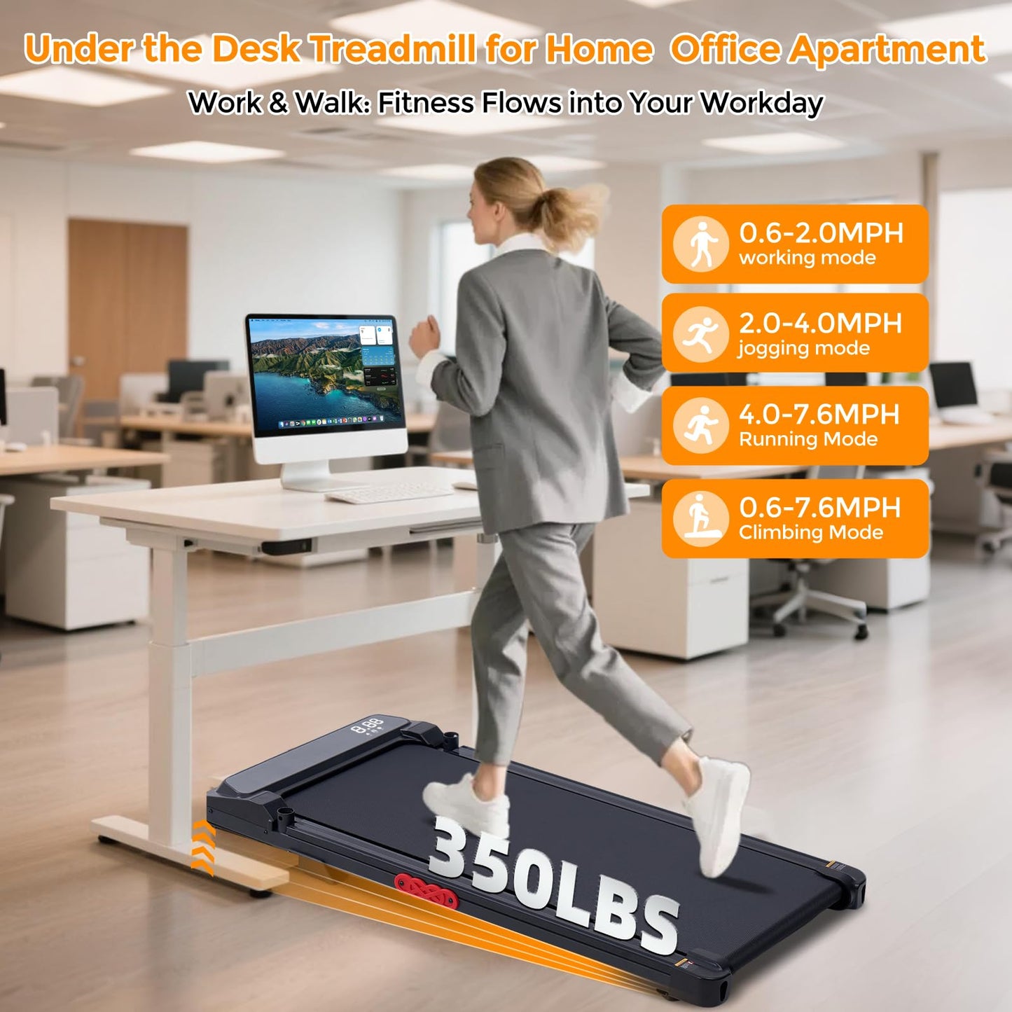 KASSADIN Walking Pad with Handle Bar - Portable Treadmill