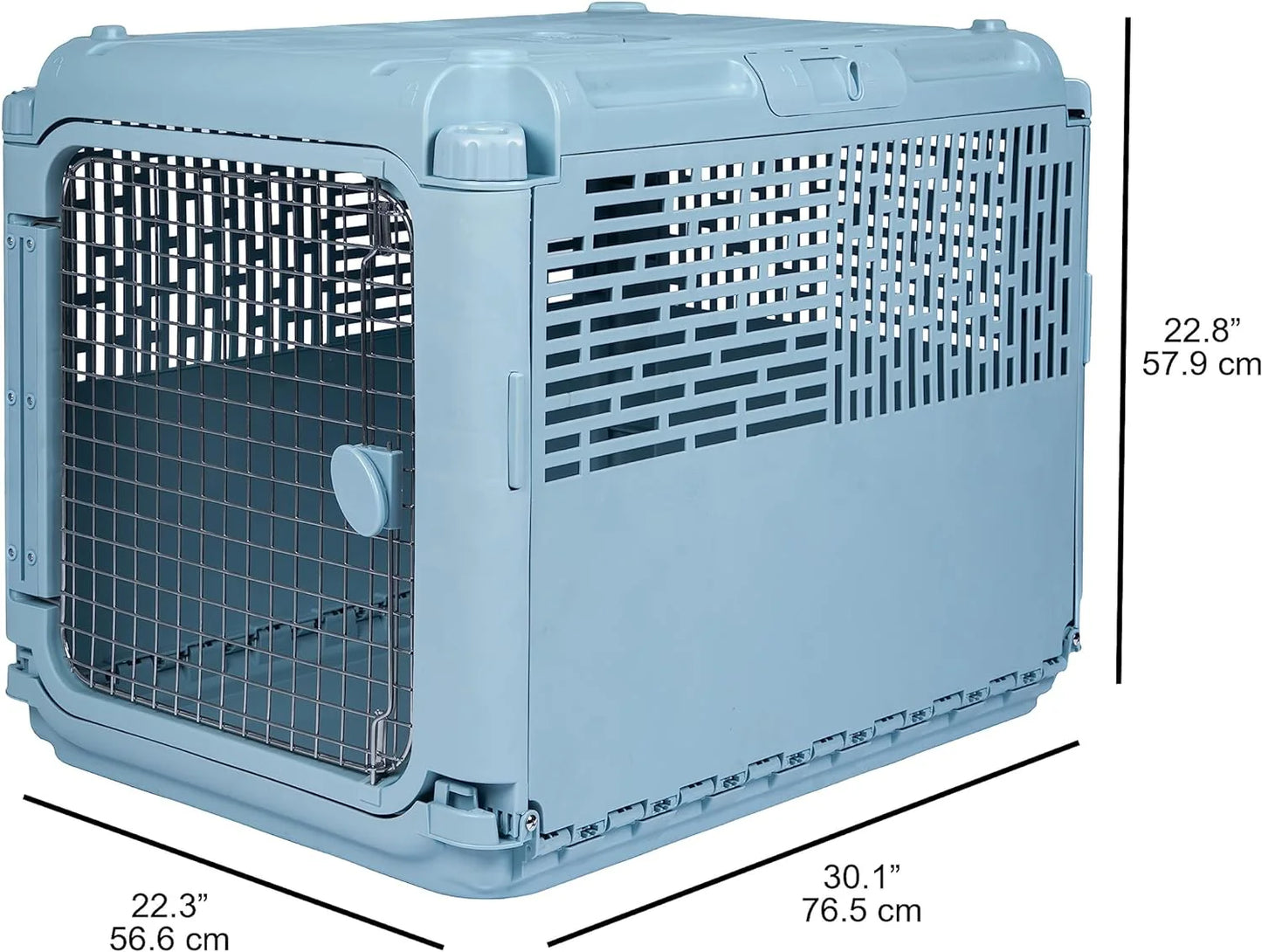 Designs Plastic Kennels Rolling Plastic Airline Approved Wire Door Travel Dog Crate, XXX-Large, Gray