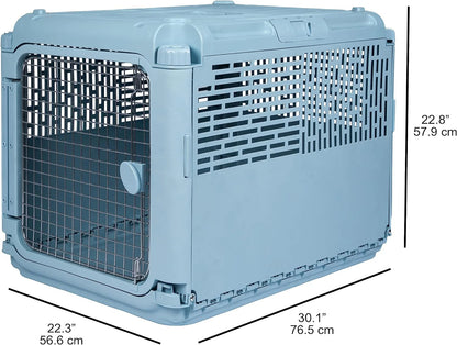 Designs Plastic Kennels Rolling Plastic Airline Approved Wire Door Travel Dog Crate, XXX-Large, Gray