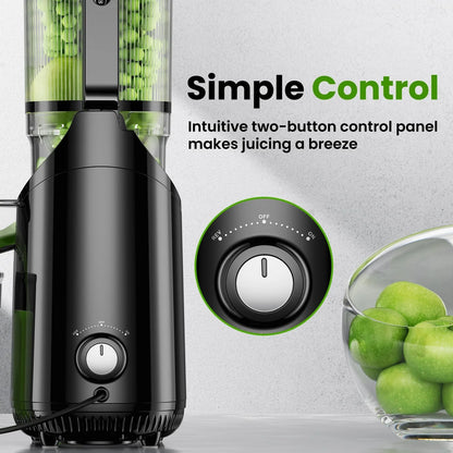 Cold Press Juicer, Slow Masticating Machines with 5.3" Extra Large Feed Chute Fit Whole Fruits & Vegetables Easy Clean Self Feeding Effortless for Batch Juicing, High Juice Yield, BPA Free 250W