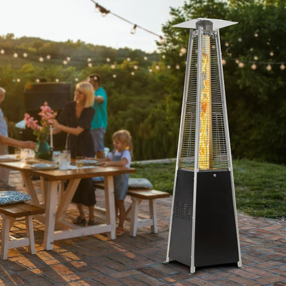 Pyramid Patio Propane Heater48,000 BTU Outdor Patio Flame Heater With Wheels,Waterproof Cover Quartz Glass Tube Propane Heater for Patio, Party, Backyard, Garden, Decoration(Bronze)