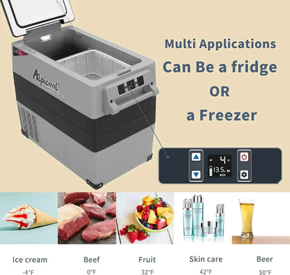 CF45 Portable Refrigerator 12 Volt Car Freezer 42 Quart Mini Fridge Freezer (-4C~68C) for Truck, RV, Vehicle, Travel, Outdoor -12/24V DC