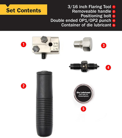 Professional Single, Double, and Bubble Flaring Tool Set, Black