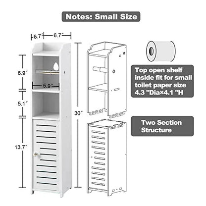 Toilet Paper Holder Stand, Storage Cabinet Beside Toilet for Small Space Bathroom