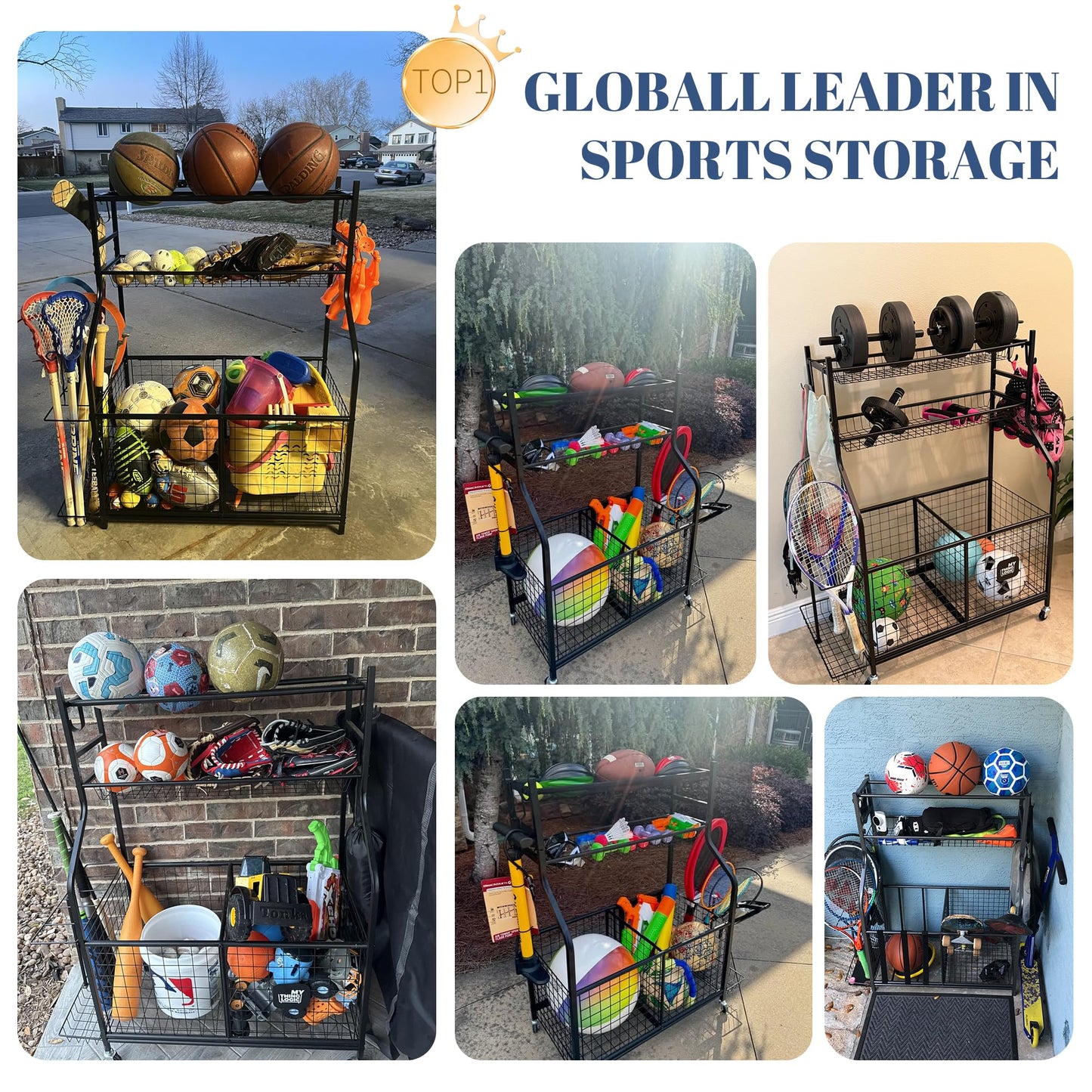 MYTHINGLOGIC Garage Ball Storage Organizer for Sports Equipment