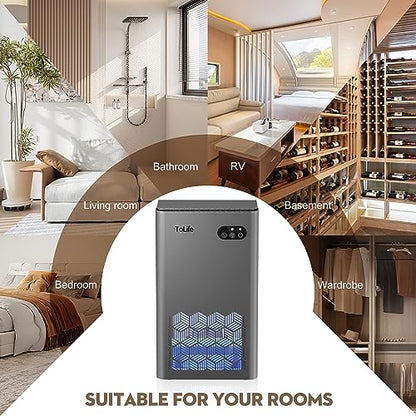 ToLife Dehumidifiers for Room, 95 OZ Water Tank, Dehumidifiers for Basement, Home