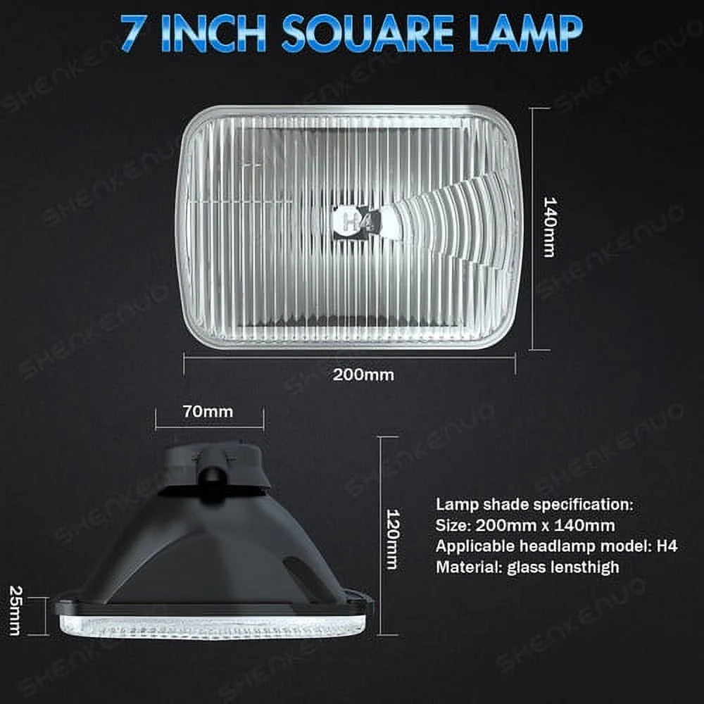 for Ford F 150 F 250 Truck E-150 E-250 Van 5x7'' 7x6'' LED Crystal Clear Glass Lens Headlight Set