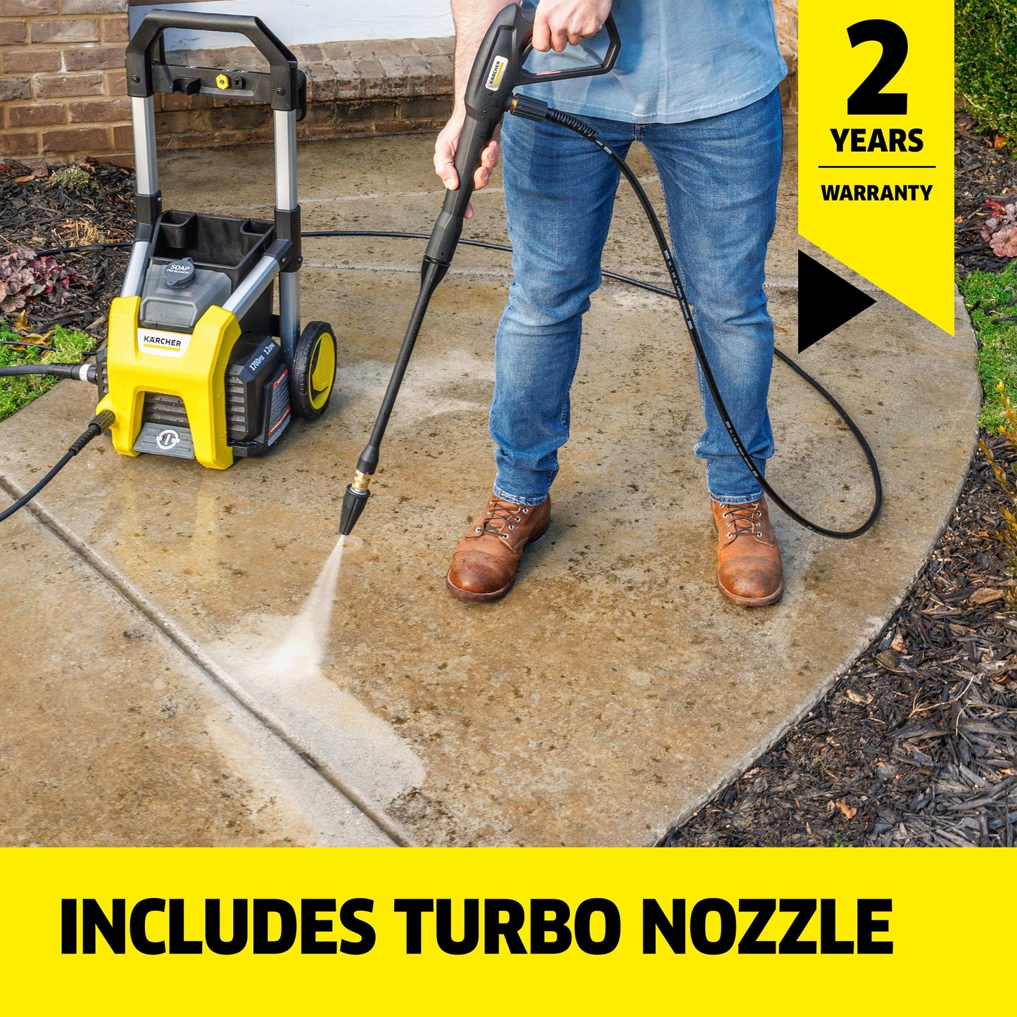 KÄRCHER K1700 Pressure Washer with 3 Nozzles & Detergent Tank