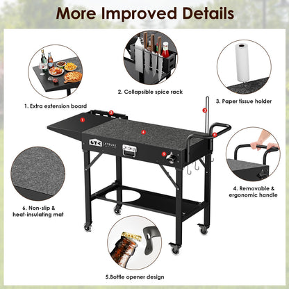 LETEUKE Grill Cart for Blackstone Griddle - Portable BBQ Table