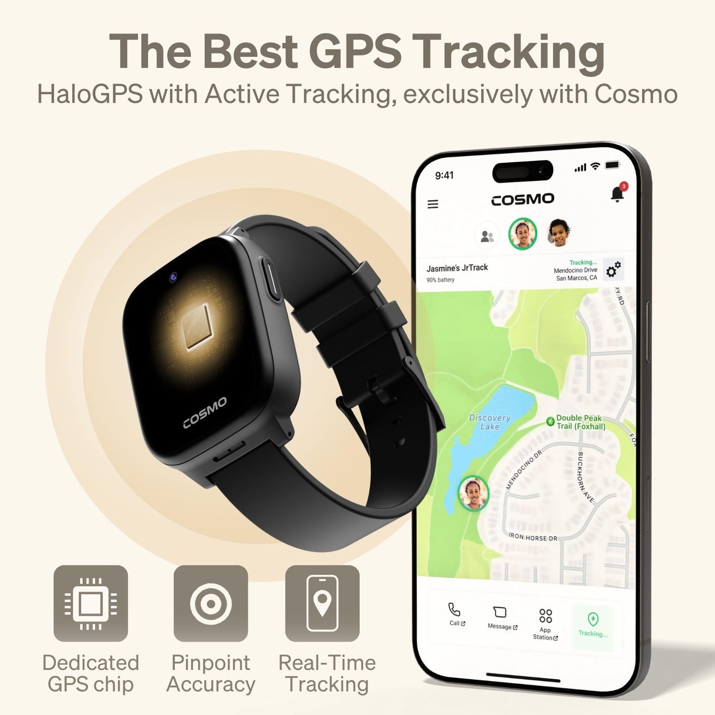 JRTRACK Kids Smart Watch by Cosmo | GPS Tracking & Safety Alerts