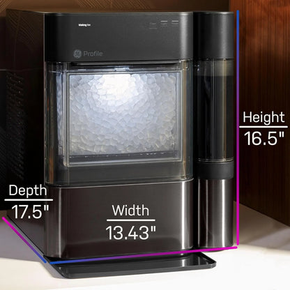 Countertop Nugget Ice Maker with Side Tank | Ice Machine with WiFi Connectivity | Smart Home Kitchen Essentials | Stainless Steel