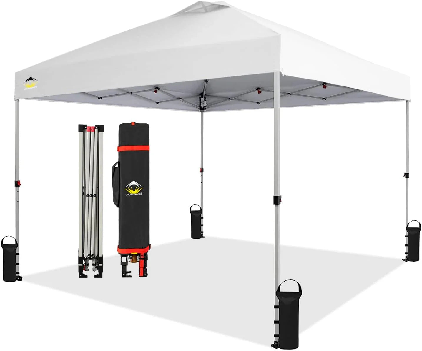 Crown Shades 10*10 Pop up Canopy Outside Canopy, Patented One Push Tent Canopy with Wheeled Carry Bag