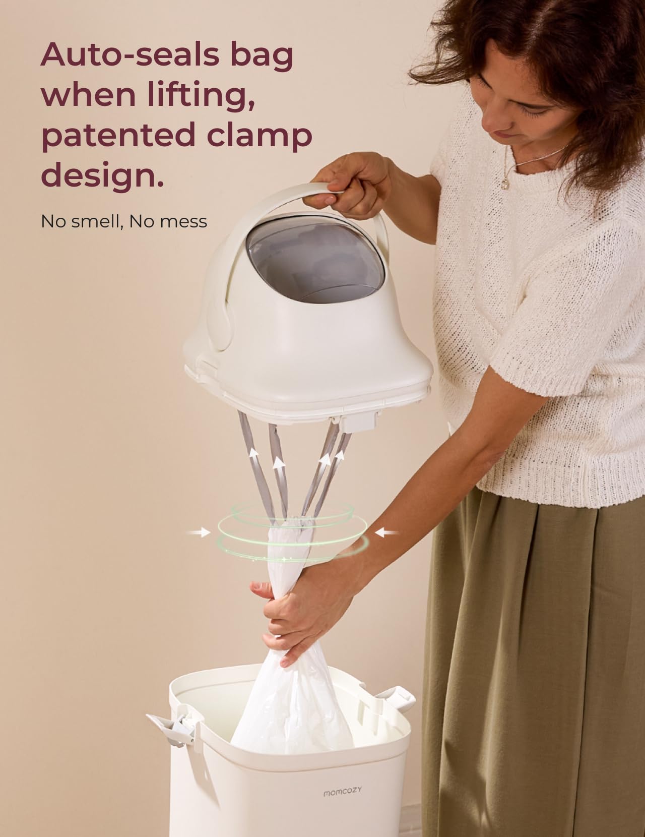 MOMCOZY Diaper Pail with Triple-Seal Odor Control & Large Capacity