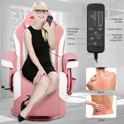 Pu Leather Massage Gaming Chair Ergonomic High Back Racing Style Gaming Recliner With Adjustable Backrest Amp Footrest Cup Holder Side Pouch - Comfortable And Ergonomic Design