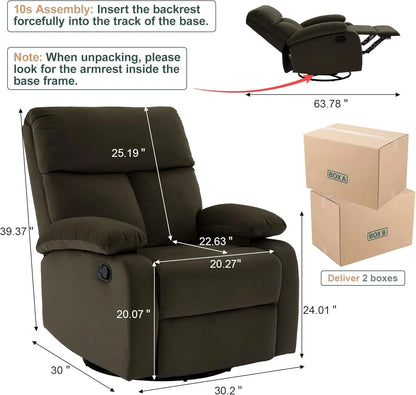 Small Swivel Rocker Recliner Chair for Compact Spaces