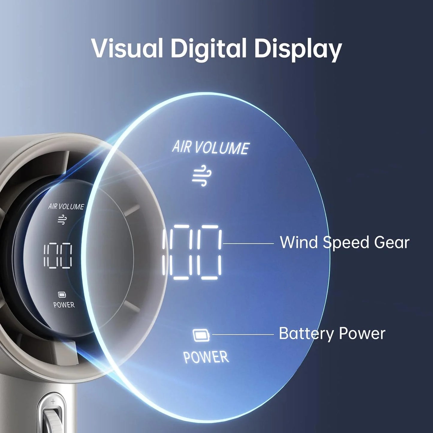 Portable Handheld Fan,Speed(1-100) Adjustable Turbo Mini Fan,5000mAh Battery Rechargeable Personal Fan with Metal Body,Digital Display,Gifts for Women Men Travel/Camping/Outdoor-Grey