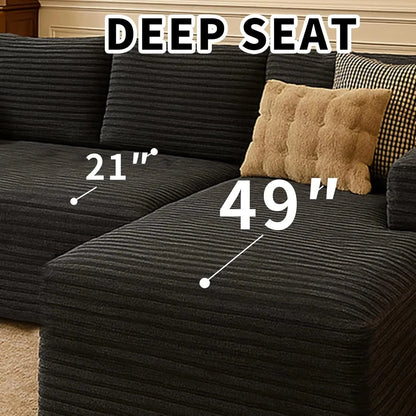 Cloud Sectional Couch with L-Shape Chaise Modern Modular Sofa with Deep Seat Modern Comfy Furniture Bedroom Lounge Dorm Office Apartment Home (Black, Left Facing Chaise)