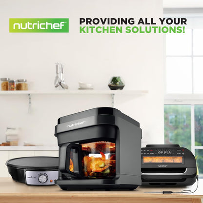 NUTRICHEF 5.8 Quart Air Fryer | 8-in-1 Presets | Grey