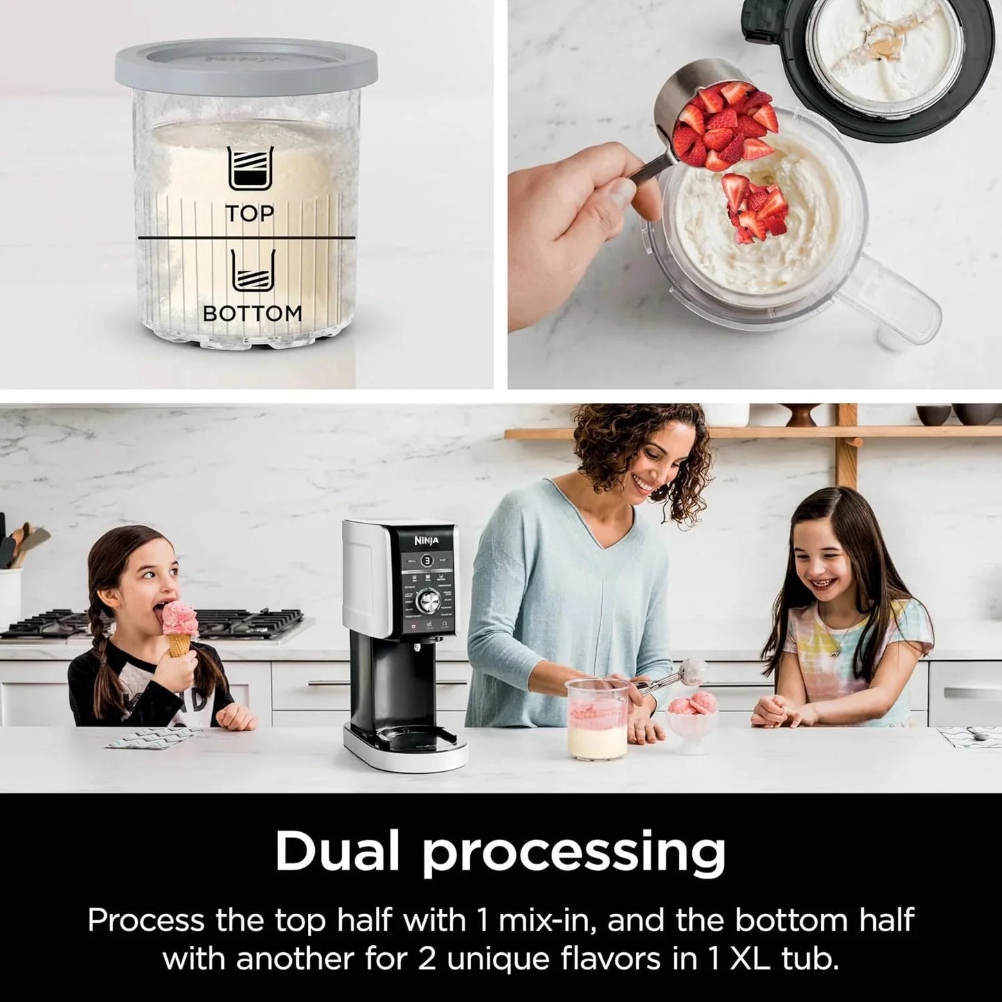 Ninja NC301 CREAMi Ice Cream Maker, for Gelato, Mix-ins, Milkshakes, Sorbet, Smoothie Bowls & More, 7 One-Touch Programs, with (2) Pint Containers & Lids, Compact Size, Perfect for Kids, Silver