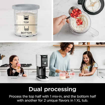 Ninja NC301 CREAMi Ice Cream Maker, for Gelato, Mix-ins, Milkshakes, Sorbet, Smoothie Bowls & More, 7 One-Touch Programs, with (2) Pint Containers & Lids, Compact Size, Perfect for Kids, Silver