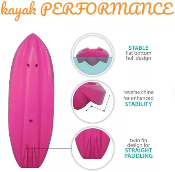 The Wave 6' Youth Kayak with Paddle. Designed for Stability and Safety, It's The Perfect Choice for Young Paddlers Ready to Conquer The Water