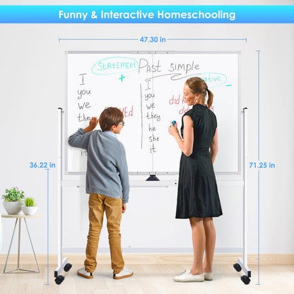 MAXTEK Rolling Whiteboard 48x36 Double-Sided Magnetic Board
