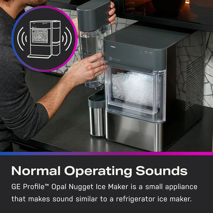 Countertop Nugget Ice Maker with Side Tank | Ice Machine with WiFi Connectivity | Smart Home Kitchen Essentials | Stainless Steel