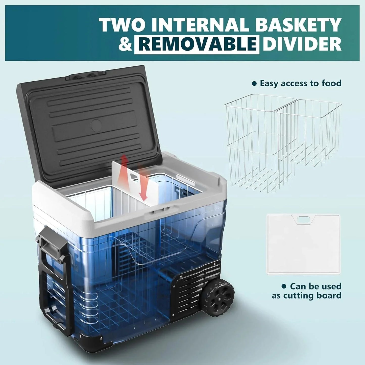 EUHOMY 12 Volt Refrigerator, 37QT(35L) Electric Cooler, Portable Freezer 12V/24V DC 110-240V AC, 12V Fridge -4℉~68℉, 12V Cooler with Wheels & 2 Baskets for Travel, Truck, Boat, Camping