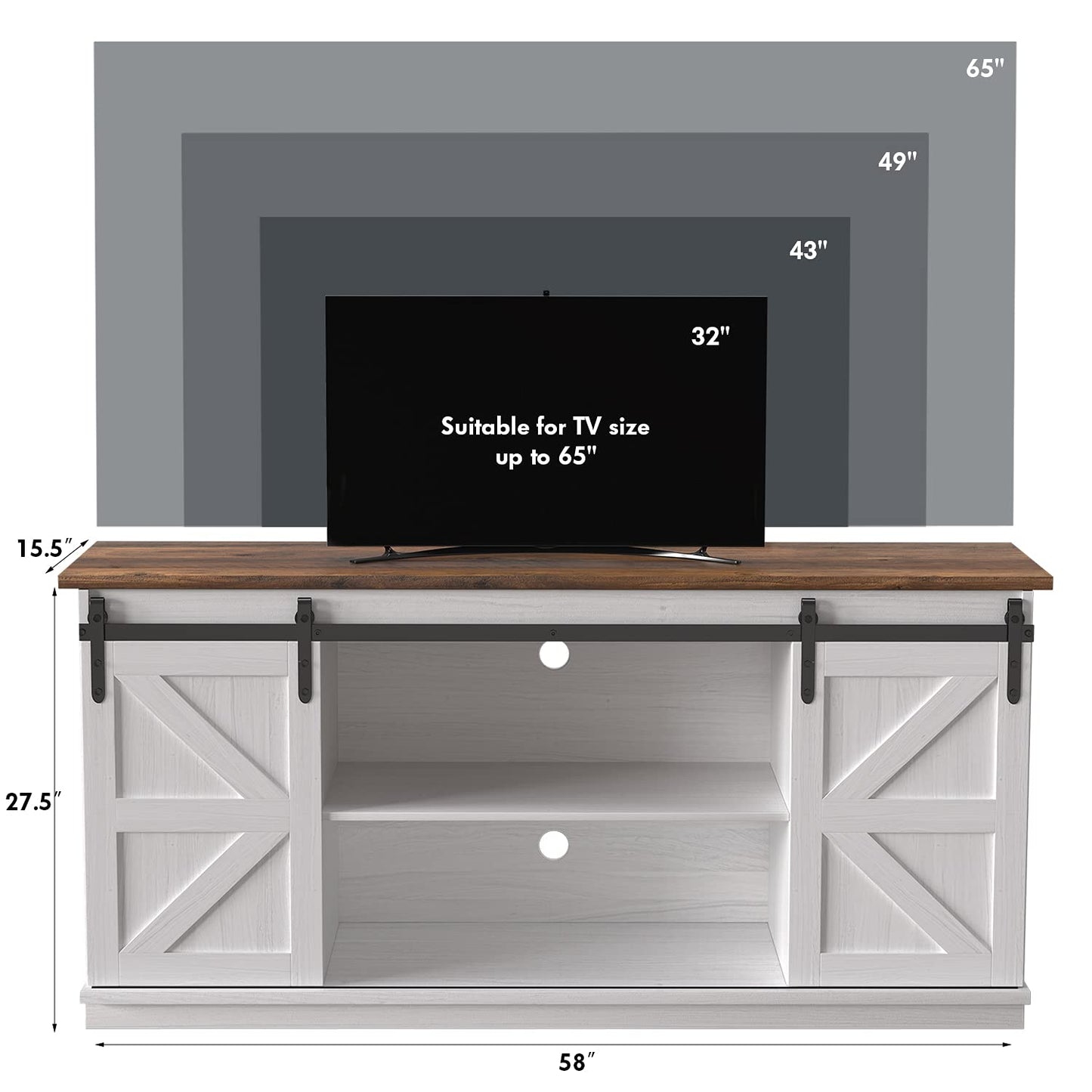 JUMMICO TV Stand for 65 Inch TV with Storage Cabinets