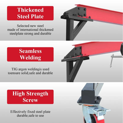 Garvee 1 Ton Adjustable Gantry Crane, 2200 lbs Capacity, Height Adjustable 96.5"-143.7", Portable Hoist for Factory, Construction, Warehouse, Auto Repair
