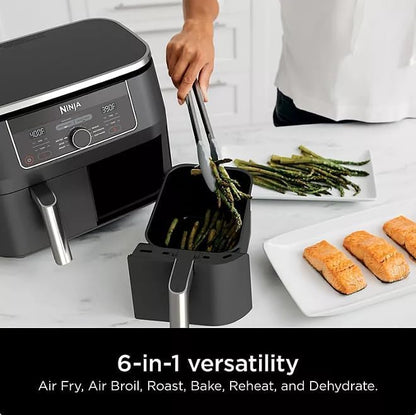 Ninja Foodi AD150, 8 Quart, 6 in 1 DualZone Air Fryer, 2 Basket, Smart Finish & Match Cook, Air Fry, Roast, Bake, Reheat, Dehydrate, Dishwasher Safe, Family Size, Black : Home & Kitchen