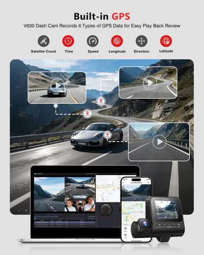 JZONES 3 Channel 4K Dash Cam with HDR Night Vision