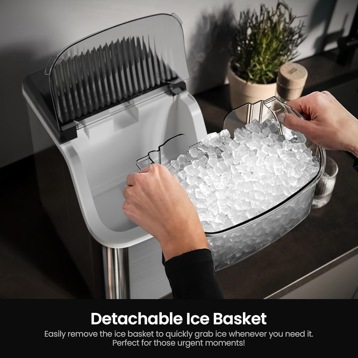 KISMILE Nugget Ice Maker Portable Countertop Machine - 35lbs/Day