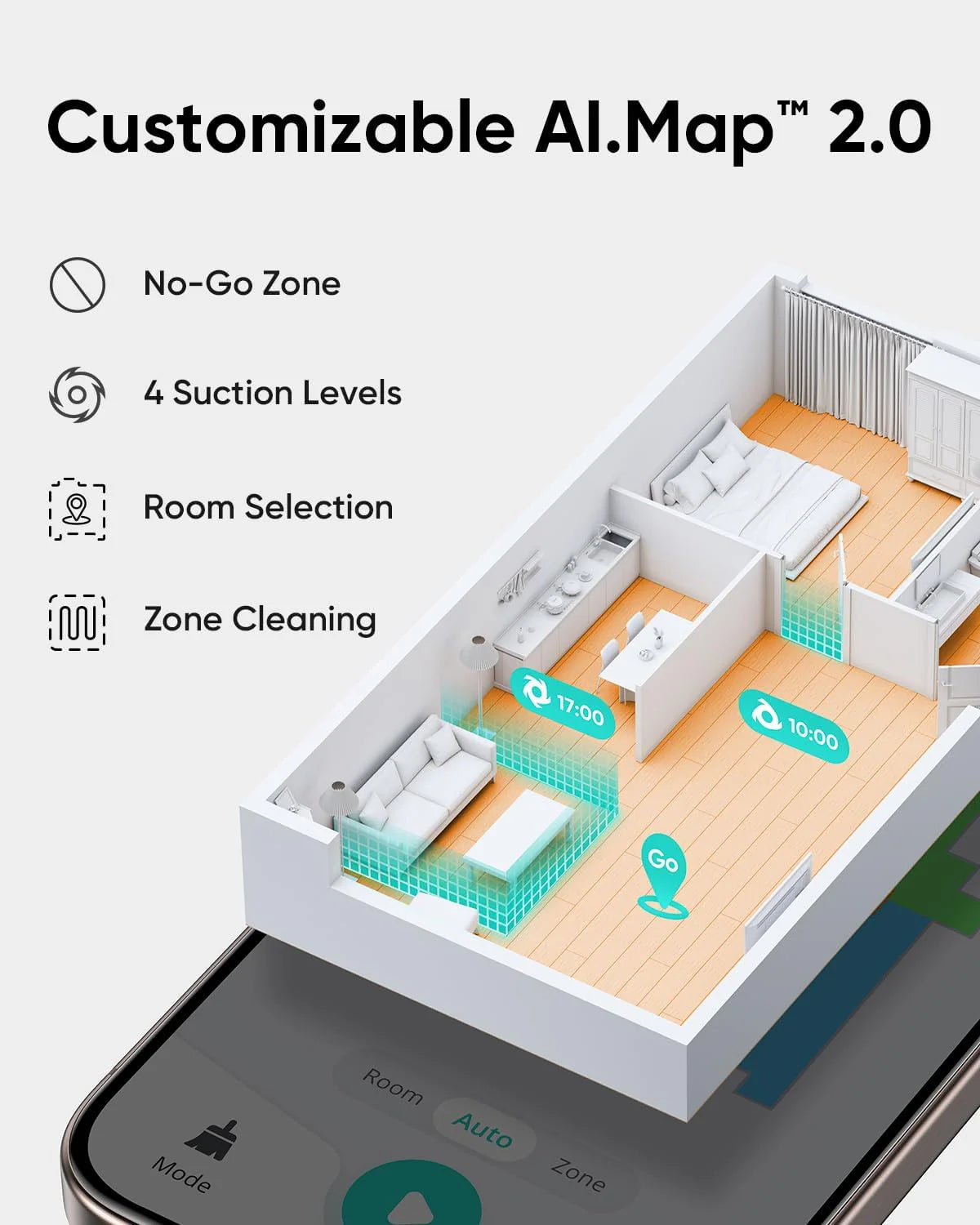 Robot Vacuum, Ultra Strong 5,000 Pa Suction, iPath Laser Navigation, for Deep Floor Cleaning, Ideal for Hair, Hard Floors