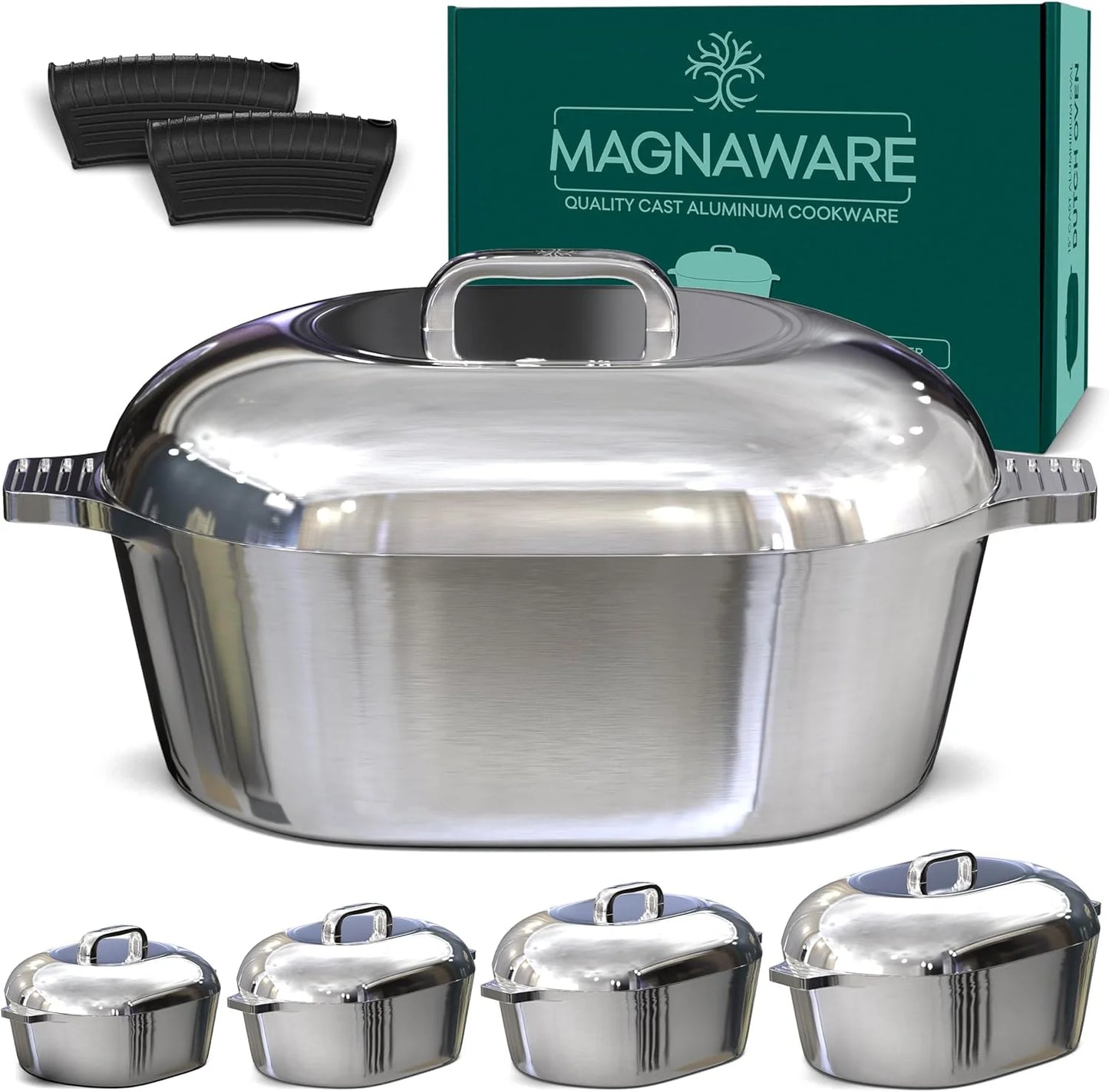 Cast Aluminum Dutch Oven - 8 Quart - Oval Dutch Oven Pot with Lid for Families and Parties - Lightweight Cajun Cookware with Ideal Heat Distribution - Oval Roaster Pan with Lid (13 Inch)