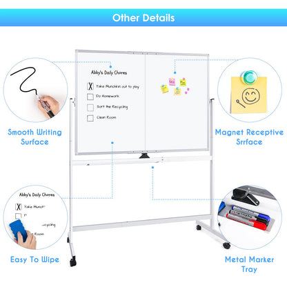 MAXTEK Rolling Whiteboard 48x36 Double-Sided Magnetic Board