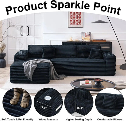 Cloud Sectional Couch with L-Shape Chaise, Modern Modular Sofa with Deep Seat, Built-in Cup Holder & Storage Pocket for Living Room Bedroom, No Assembly Required (Dark Gray, Left Sitting Chaise)