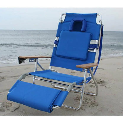 Ostrich Deluxe Padded 3 N 1 Outdoor Lounge Reclining Beach Chair, Blue (4 Pack)
